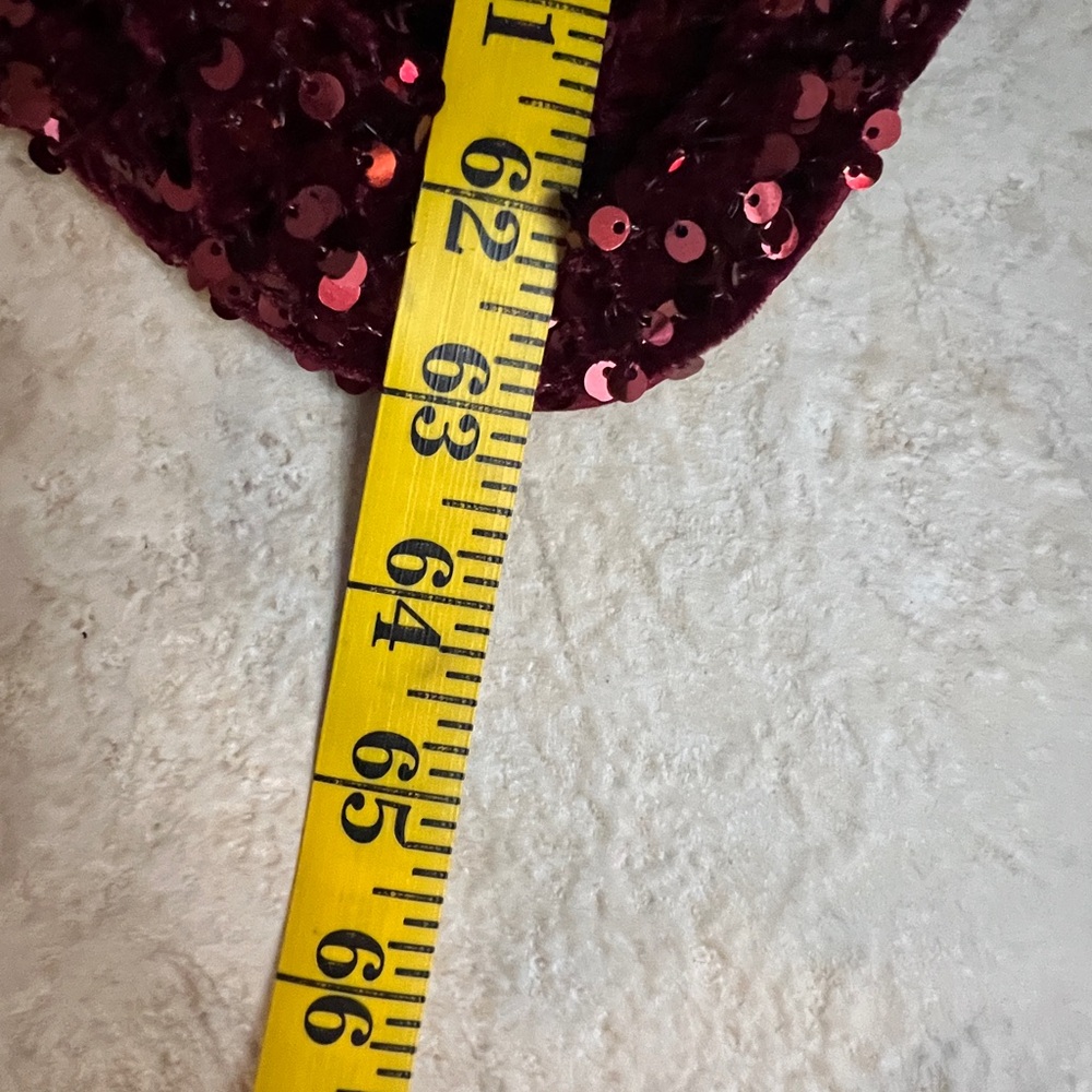 NWT Fully Sequined with velvet accents Red/Burgundy jumpsuit - Picture 3 of 8